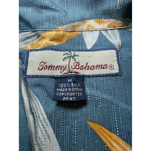 Tommy Bahama Mens Medium Silk Pineapple Bamboo Tropical Camp Shirt Short Sleeve - Picture 4 of 6